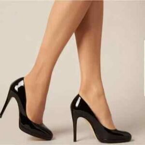 LK Bennett Sledge Black Patent Platform Courts
